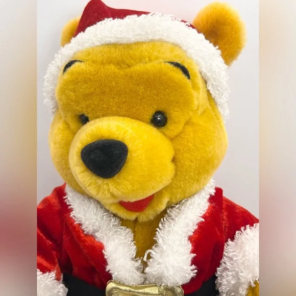 Vintage Winnie The Pooh Disney Store Exclusive Santa Plush 12” Christmas - Picture 2 of 9